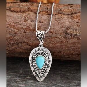 Silver Turquoise Pendant Necklace
